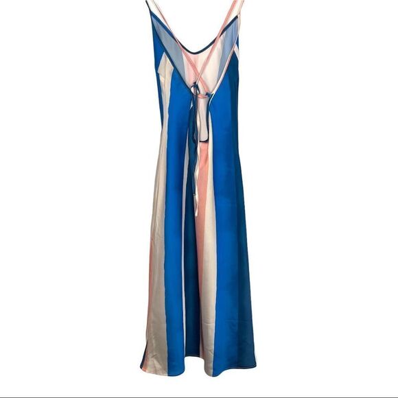 H&M X Lemlem Vertical Stripe Blue, Cream Blogger Favorite Slip Dress NWT - Picture 5 of 12